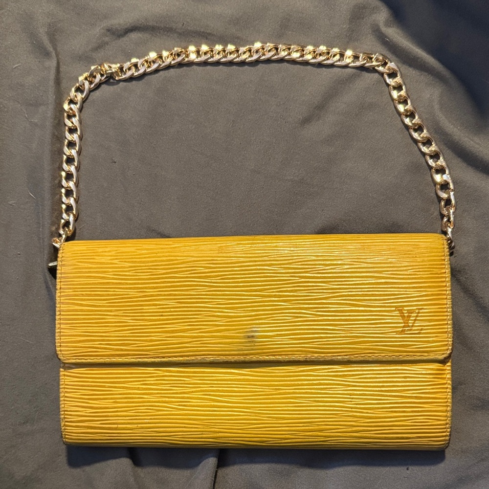 Louis Vuitton Yellow Epi Wallet with unbranded Chain